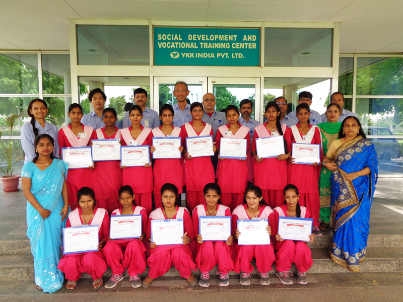 FY2018 program graduates of the vocational training center by YKK India Private Limited.